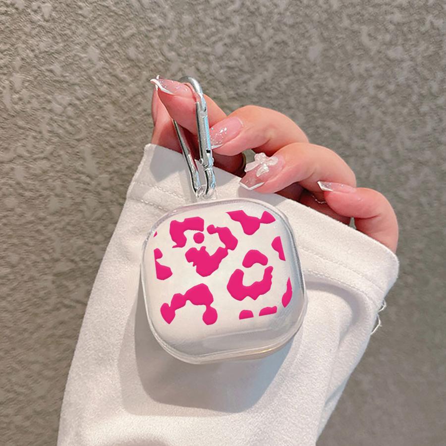 Прозрачные чехлы для наушников с крючком для Samsung Galaxy Buds Live 3Pro 4Pro 2Pro 2 3 FE 4 Pro Мультяшный леопардовый принт Buds Pro