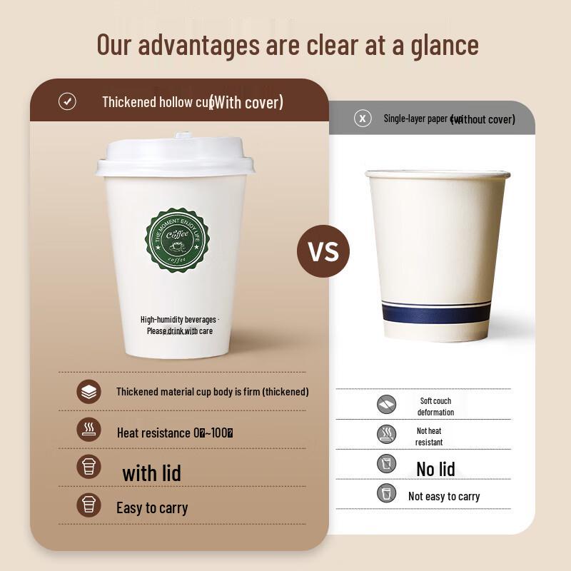 Thickened Disposable Paper Cups with Lids