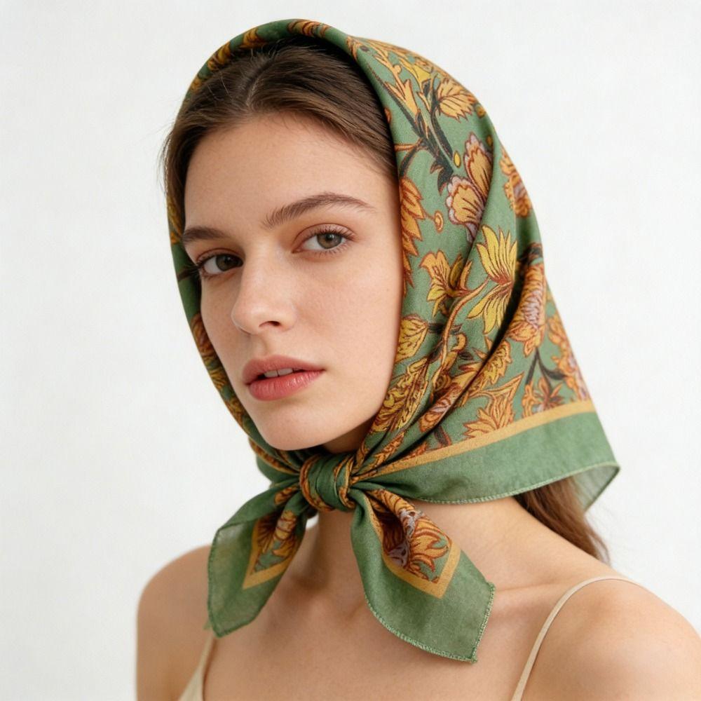 Thin Cashew Nut Print Silk Scarf Breathable Square Handkerchief  Clothing Accessories