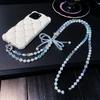 Crossbody Bowknot Phone Chain Simple Handmade Beaded Crossbody Phone Chain Bead Style Wrist Crystal Hanging Chain for Women