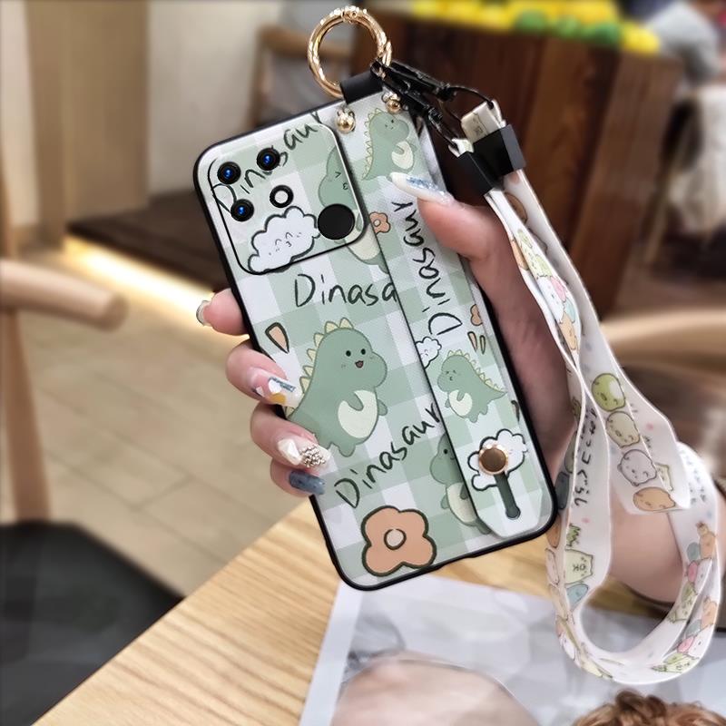 Cute Lanyard Phone Case For OPPO Realme Narzo 50A Shockproof Anti-dust Phone Holder Protective Dirt-resistant Back Cover