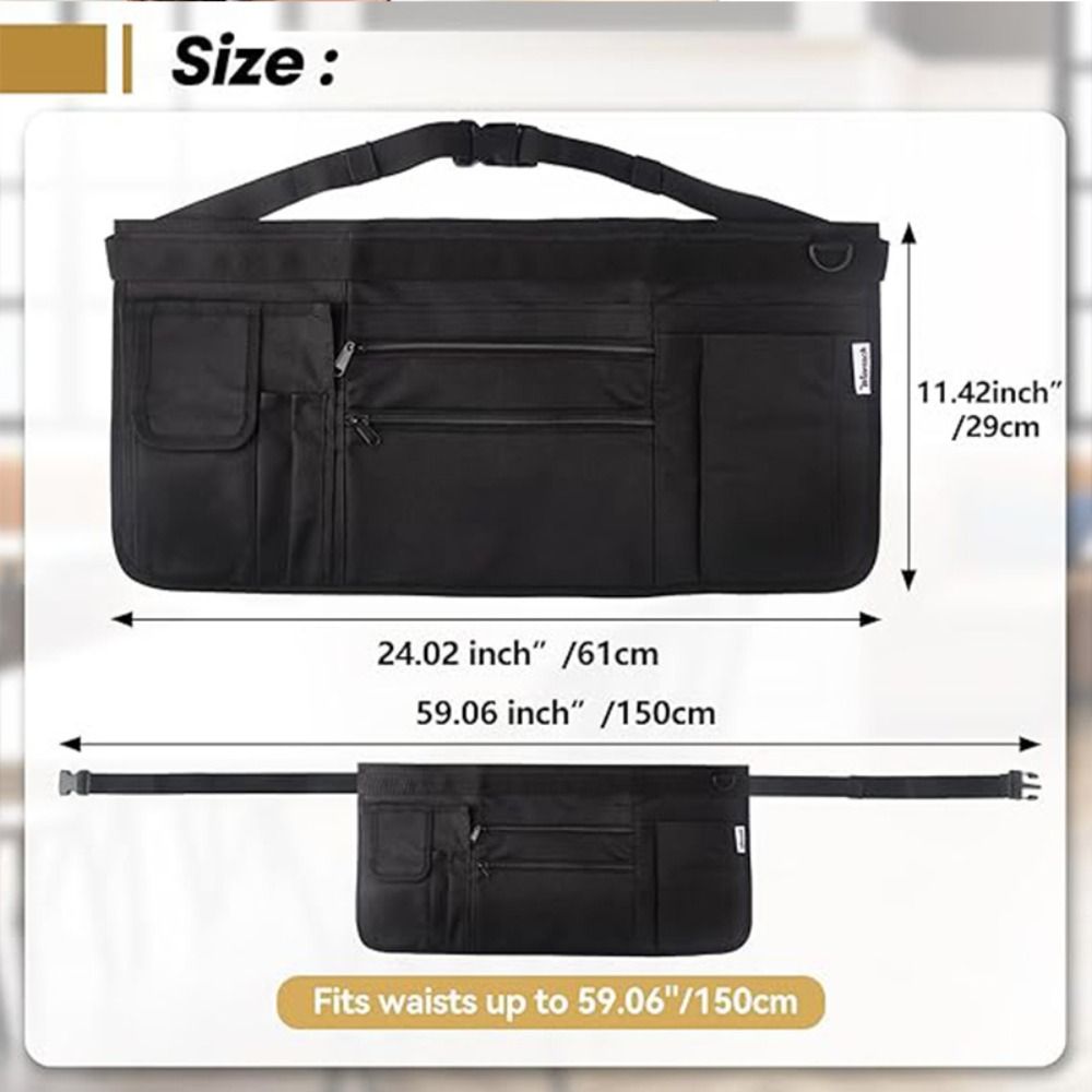 Oxford Cloth Half Apron Multiple Pockets Waist Apron Convenient Waitress Apron Bistro