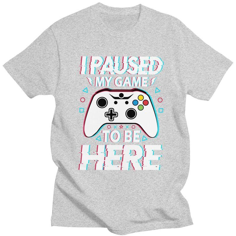 Custom I Paused My Game To Be Here Tshirts for Men Short Sleeves T Shirt Cool Gamer Humor Joke Tshirt Slim Fit 100 Cotton Tees