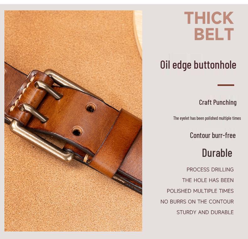 Men's Genuine Leather Pin Buckle Belt - Retro Style for Casual Wear