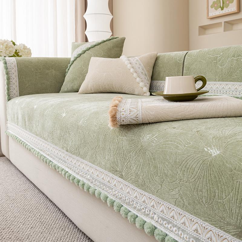 French Entry Lux Sofa Cushion Four Seasons Universal Cover Cloth Leather Sofa Cover Non-Slip Lace Cushion