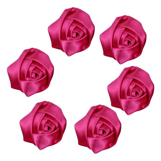 6Pcs Corsage Handmade Reversible Satin Roses Wedding Corsage DIY Hair Accessories Bridal Bouquets Small Floral Accessories