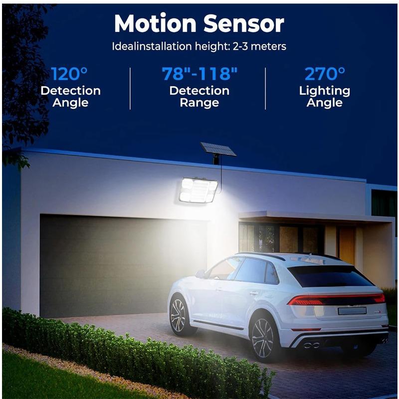 Solar Outdoor Light IP65 Waterproof Wall Lamp Remote Control 3 Modes Adjustable Angle 5m Extension Cable for Yard Garden Patio