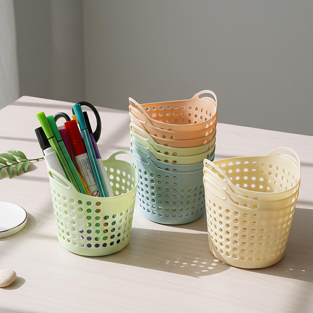 48Pcs PP Desktop Pencil Holder Large Capacity Desktop Pencil Basket Openwork Mini Storage Basket Space Saving for School Office