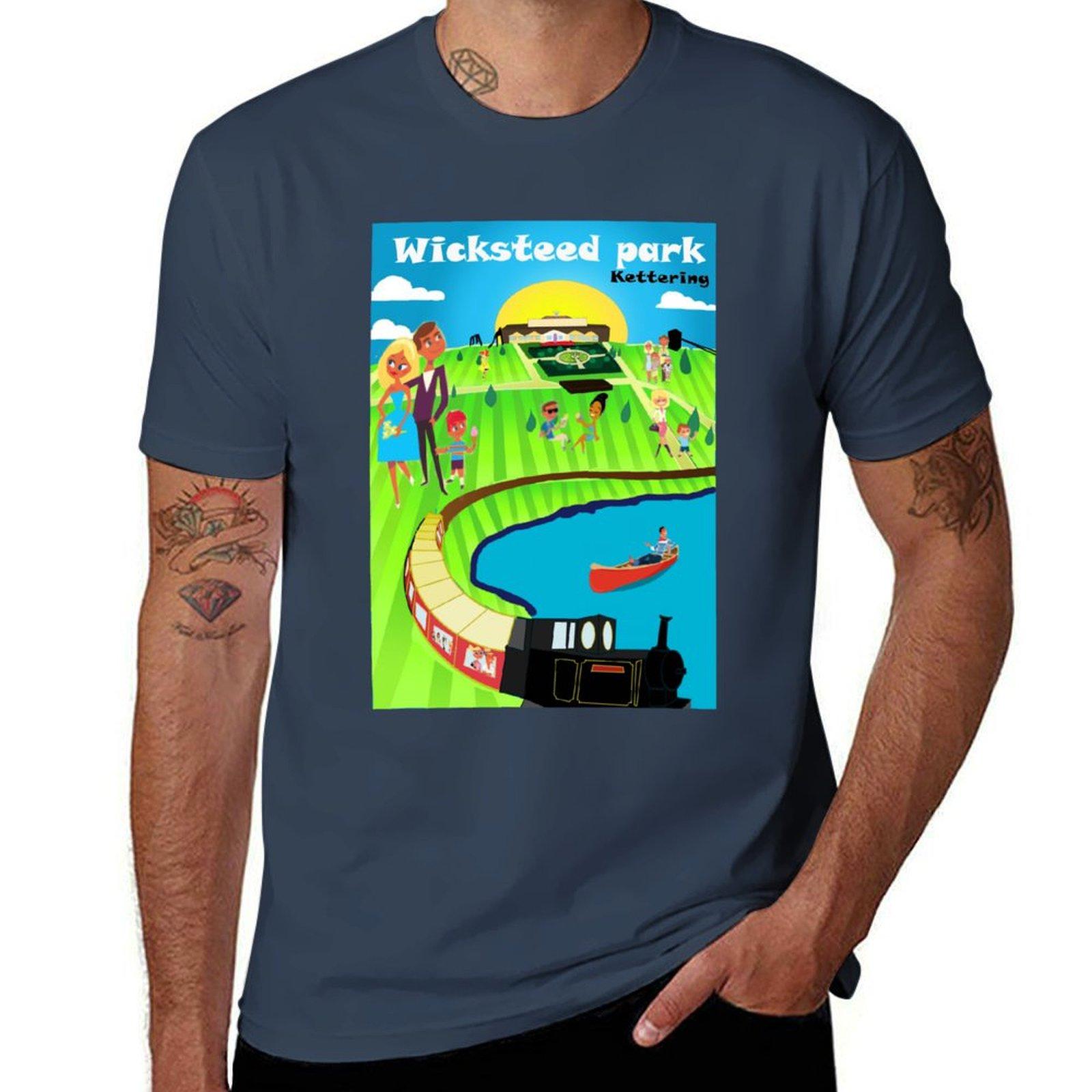 

Wicksteed Park Kettering travel poster Tshirt boys animal print blacks hippie clothes summer clothes mens tall t shirts S