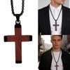 Handcrafted Wood And Stainless Steel Crucifix Pendant Necklace For Men And Boys Unique Design Natural Texture