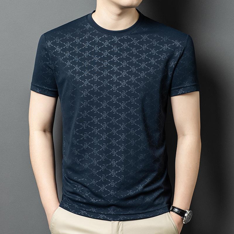 Letní Nové Pánské Tričko s Krátkým Rukávem Kulatý Výstřih Potisk Oblečení pro Tátu Středního Věku Pánské Tričko