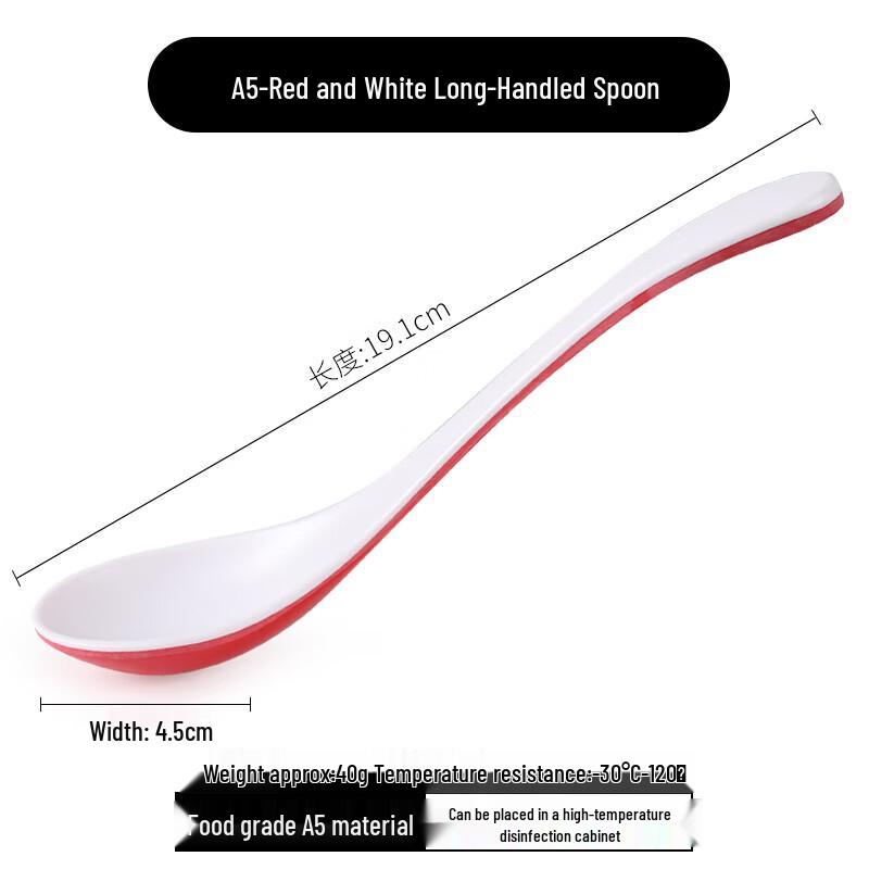 Melamine Long Handle Soup Spoons - 10 Pack