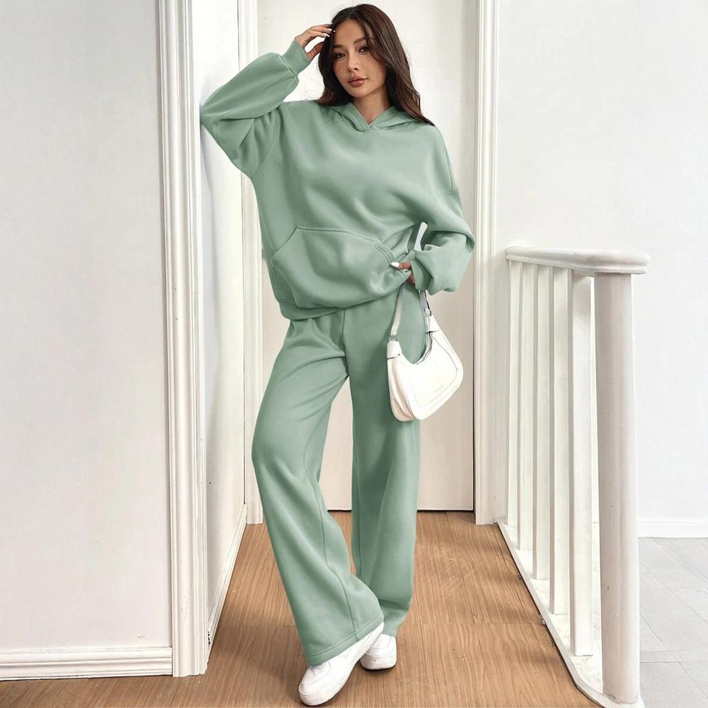 Women's Casual Warm Hoodie Casual Pants  Winter Sports Suit