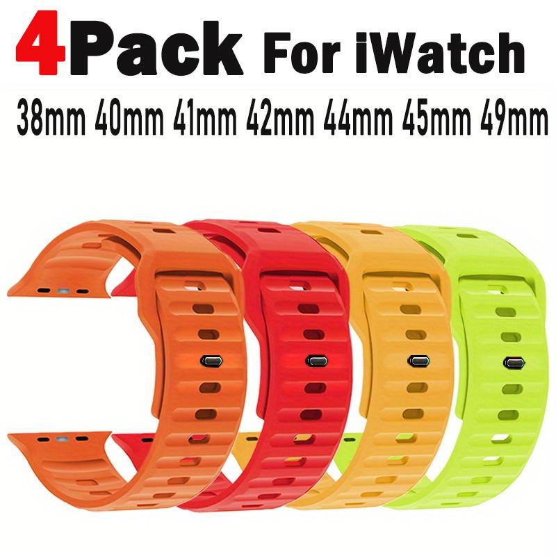 

4 Pack Silicone Starp 38mm 40mm 41mm 42mm 44mm 45mm 49mm Soft Silicone Wrist Bands Sport Strap for IWatch Series 9 8 7 6 5 4 3 2 1 SE Ultr