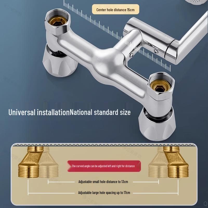 OEING Wall-Mounted Dual Handle Hot & Cold Water Faucet