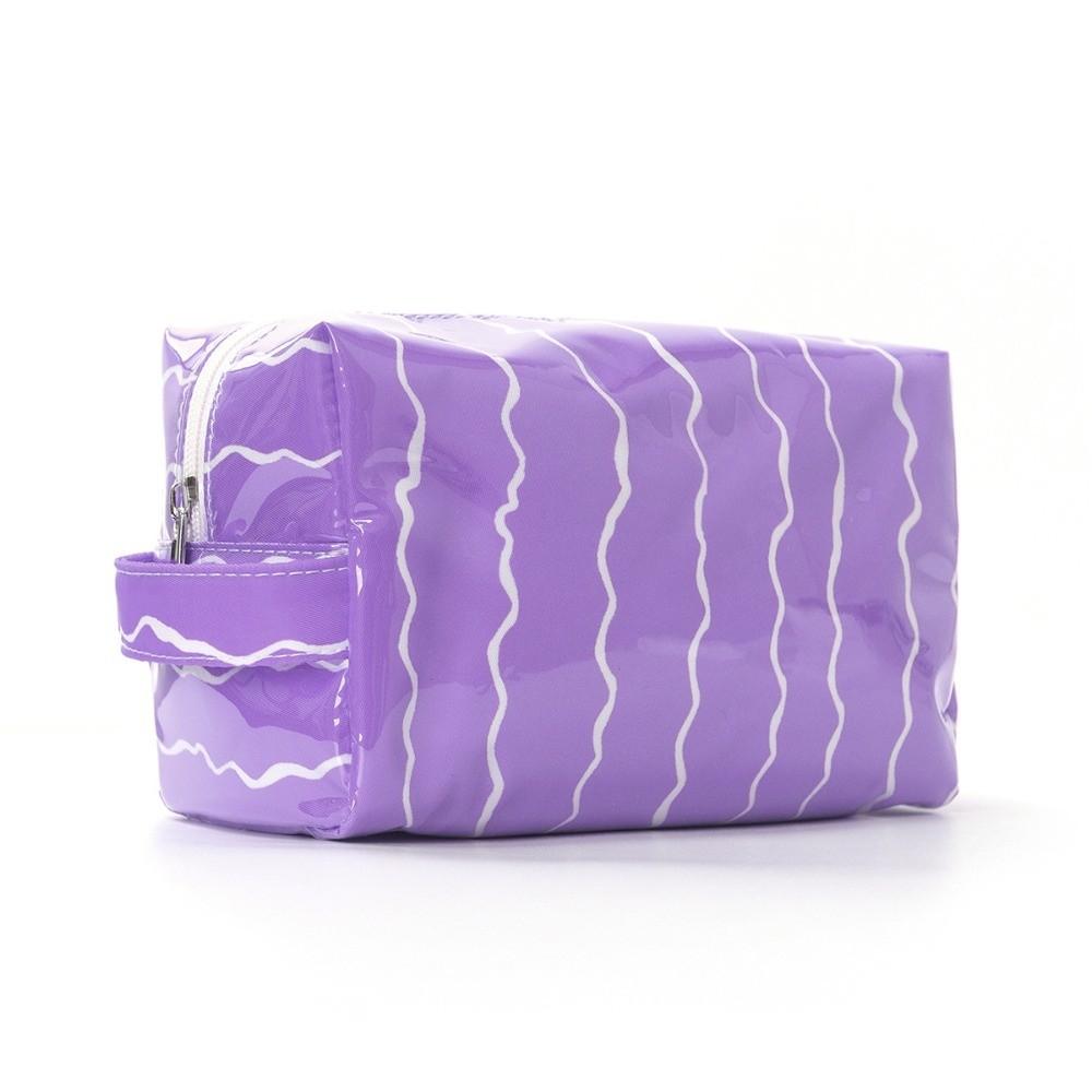 PVC Large Capacity Cosmetic Bag Waterproof Zipper Closure Makeup Bag Travel фиолетовый