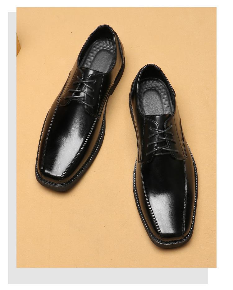 2583 New Fashion Casual Leather Shoes British Trend Dress Business Men's Shoes Lace-up Large Size Round Head Foreign Trade Shoes