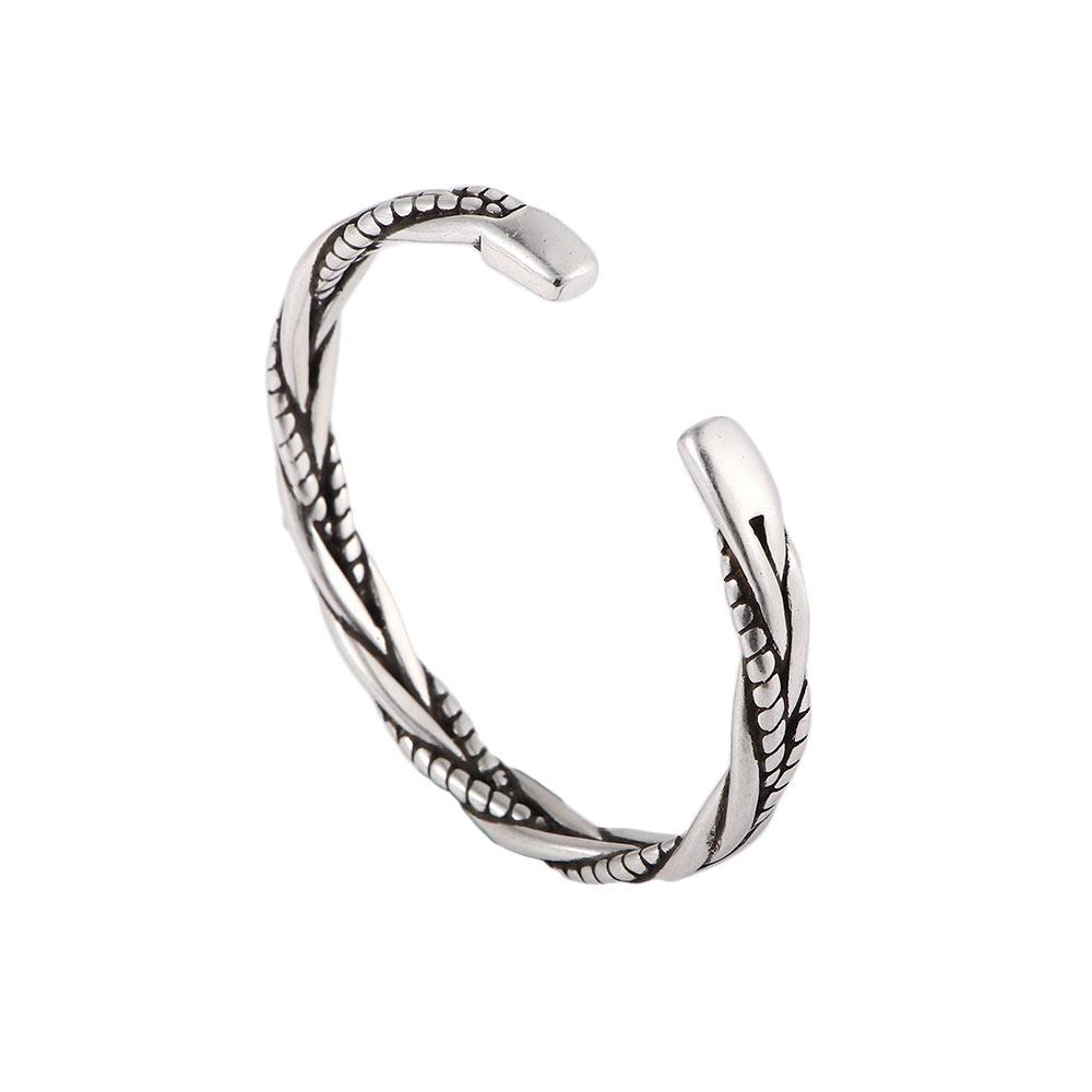 Retro New Women Silver Color Men Simple Bangles Twisted Opening Bracelets Fashion Jewelry