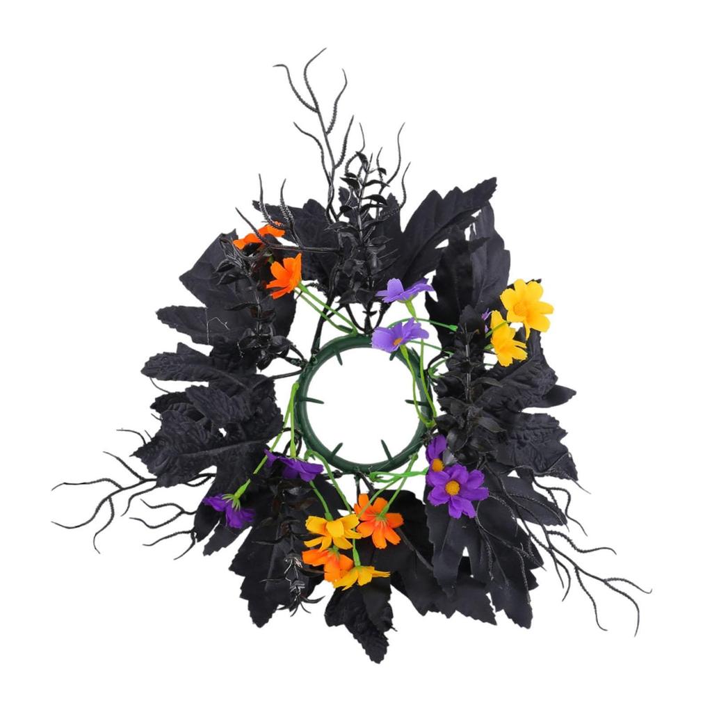Halloween Candle Ring Wreath Artificial Maple Leaf Wreath Rustic Candle Wreath for Bar Thanksgiving Party Supplies Home Decor
