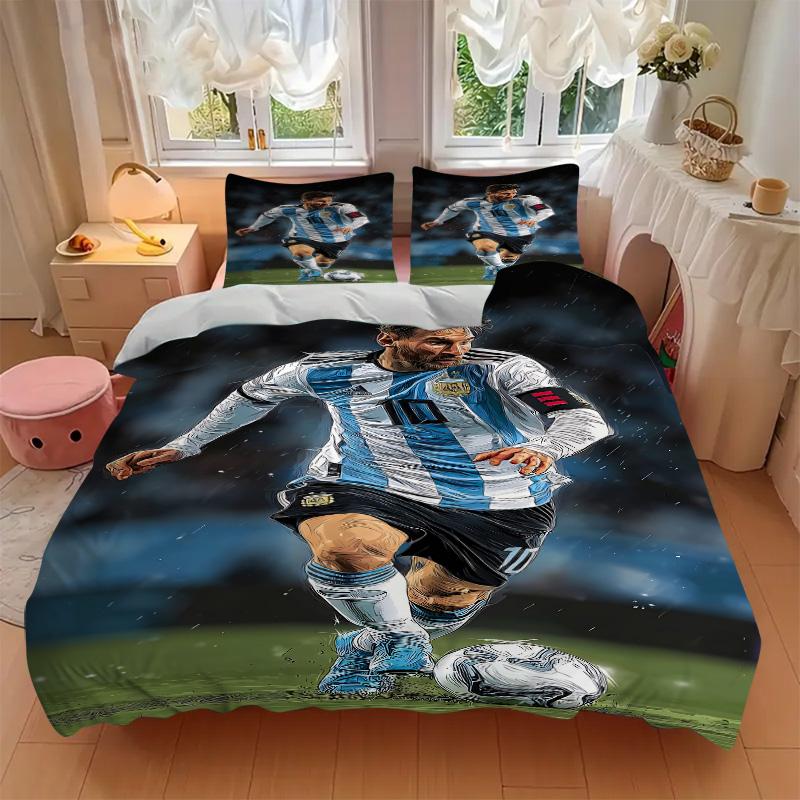 Argentina Football Player Action Print 3Pcs Bedding Setduvet Cover With 2 Bedropillowcase Home Birthday Gift