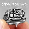 Smooth Sailing Good Luck Safe Stainless Steel Mens Rings Punk Hip Hop for Male Boyfriend Biker Jewelry Creativity Gift Wholesale