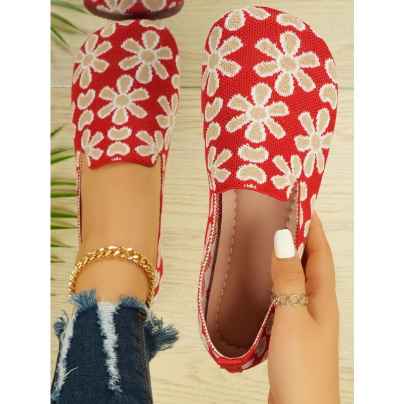 

Осенние дышащие низкие кеды из вязаного материала с плоской подошвой и сетчатым принтом, женские, больших размеров, на одну педаль, ленивые одинарные туфли 43 красный