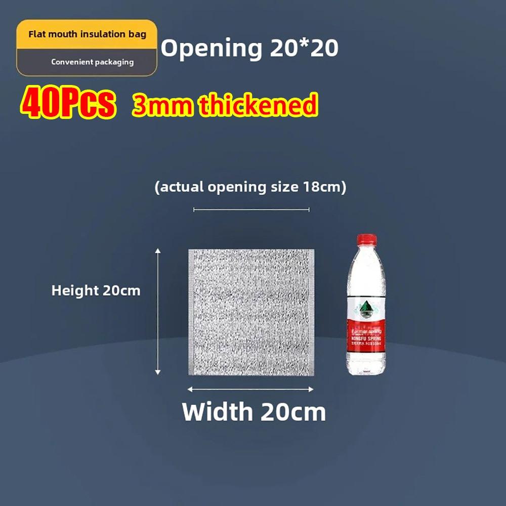 40Pcs/Pack 3mm Thickened Aluminum Foil Bag Food Thermal with Closure Insulation Bag Ice Cold Warm Cooler Bag Delivery Carrier