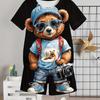 2026 Kids Clothes 2pcs Boys Fun Cartoon Bear Print Short Sleeve T-Shirt Shorts Set Summer Active Boys Complete Stylish Look