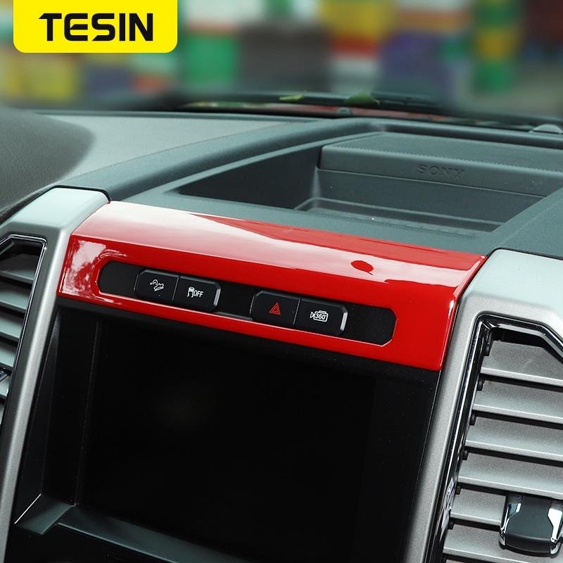 TESIN ABS Car Emergency Light Switch Panel Decoration Cover Trim Stickers for Ford F150 2015 Up Car Interior Accessories