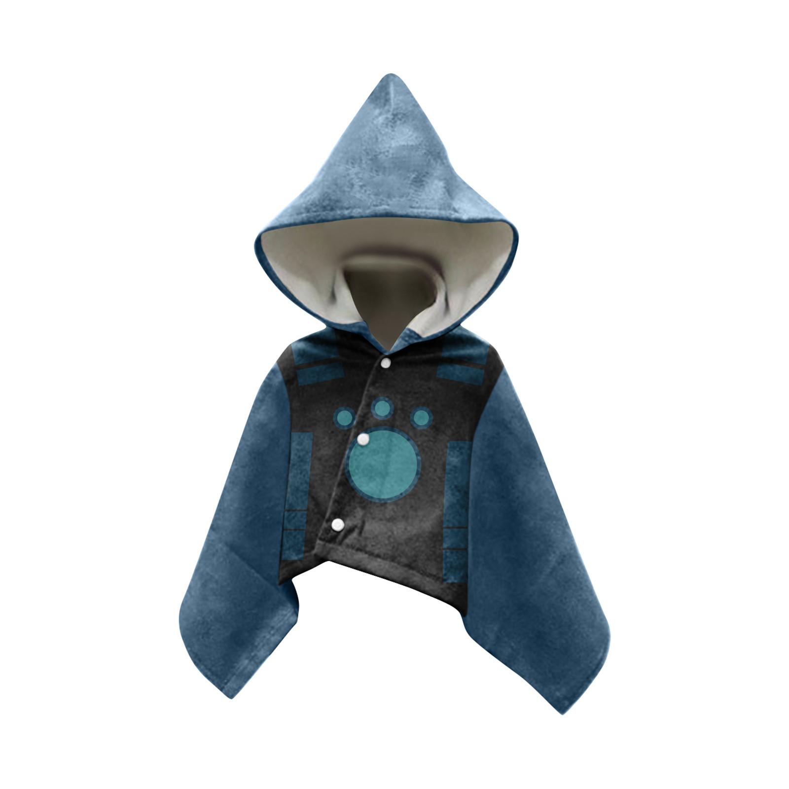 

Детское банное полотенце с капюшоном, накидка, детский халат с капюшоном, мультфильм One Size темно-синий