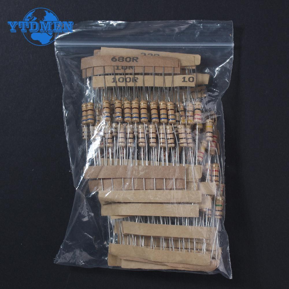 200PCS 1W Resistors Kit 5% Carbon Film Resistor 20values*10pcs 10 Ohm ~1M 6.8K 10K 22K 47K 68K 1M Resistance Set