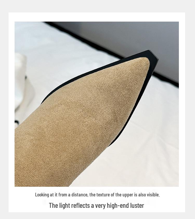 9800-1 Trendy Pointed-Toe Thigh-High Stiletto Boots for Women - Fall/Winter Faux Suede