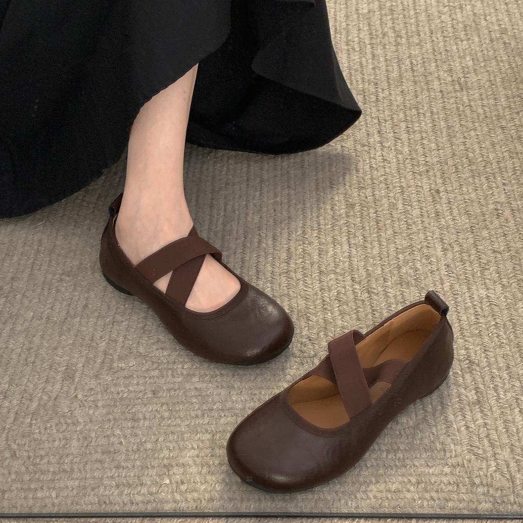 Queen Fan Black Retro Light Mouth Flat-soled Single Shoes Women's 2025 New Autumn Skirt Soft-soled Mary Jane Shoes