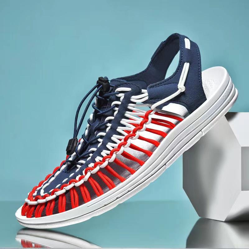 Summer Comfortable Mens Textile Knitting Upper Eva Footbed Dress Beach Water Shoes, Updatest Newest Fashionable  Japanese