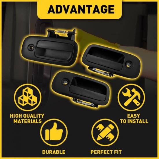 3X Outside Door Handles Set LH RH Sliding For 96-09 Chevy Express GMC Savana Van