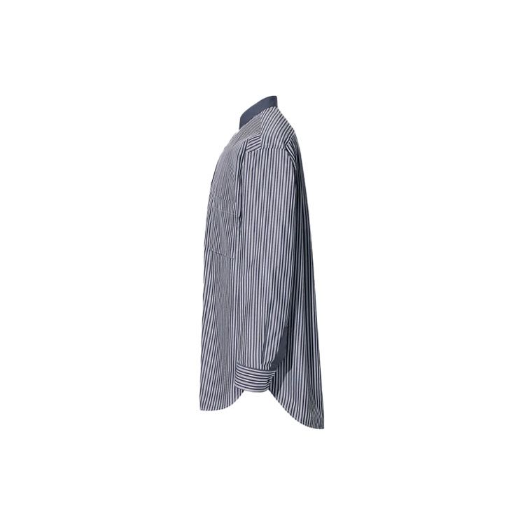Uniqlo Jil Sander Collaboration Striped Loose Stand-Collar Shirt Men Shirts Dark-Blue 440464-68