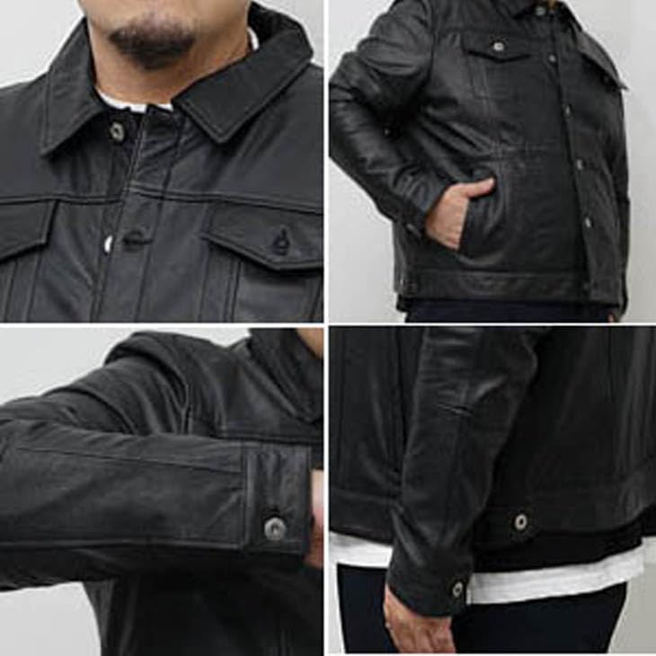 Samdiff Genuine Leather Single or Double Rider Reproduction Size Denim Jacket Style Men's Jacket, Jacket, Leather, 3L,