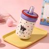 Kitten High Appearance Level Thermos Cup Girls Simple Straw Water Cup Portable Stainless Steel Handy Cup Cup