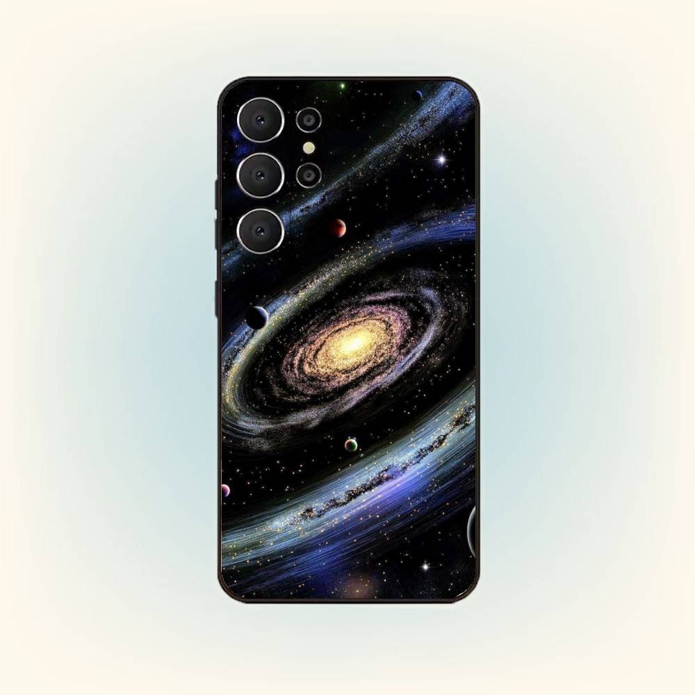 Space Galaxy Universe Phone Case For Samsung S26,S25,24,23,22,30,21,10,9,Ultra,Plus,Lite,Black Soft Case