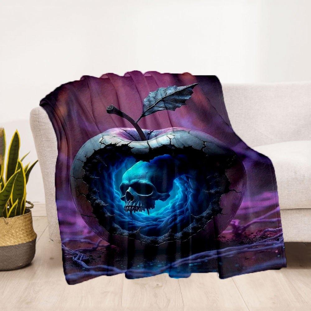 "Dark Fantasy Apple Wall Art Decor"Blanket Flannel Throw Blanket for Sofa, Bed, Travel, Camping, Office