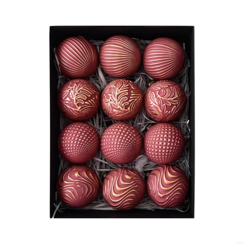

12Pcs Shimmering Christmas Ball Ornament Shatterproof Christmas Bauble Decoration X3UC красный