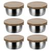 6Pcs Sauce Cups with Easy Open Colorful Lids Leak-Proof 40ml Salad Dressing Containers Stainless Steel Snack Cups
