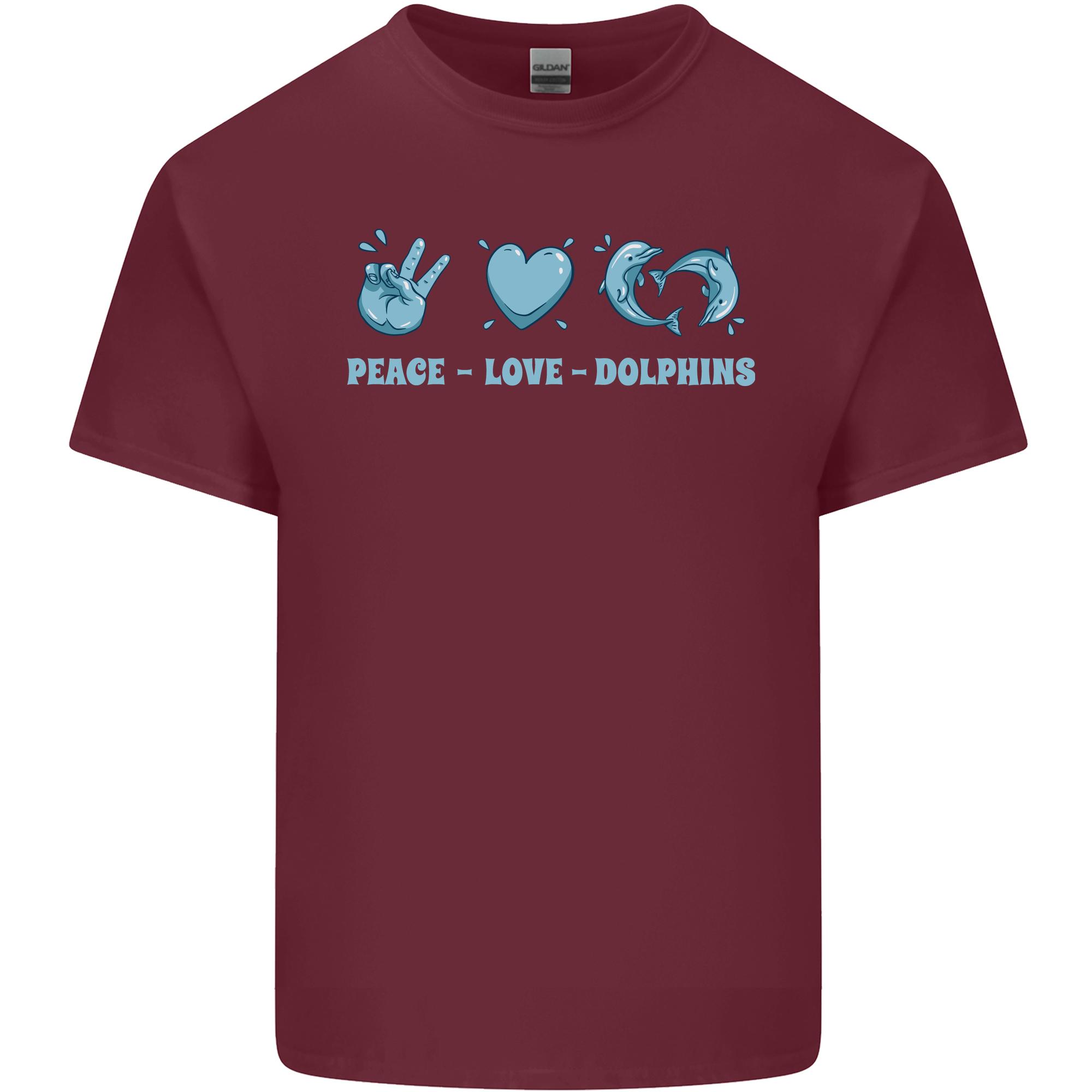 Peace Love Dolphins Unisexs Light Cotton TShirt S