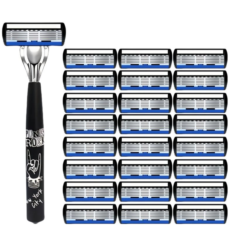 Manual Shaver Can Replace Six Layer Blade, Travel Portable, Scratch Resistant Stainless Steel Blade, High-quality Shaving Blade