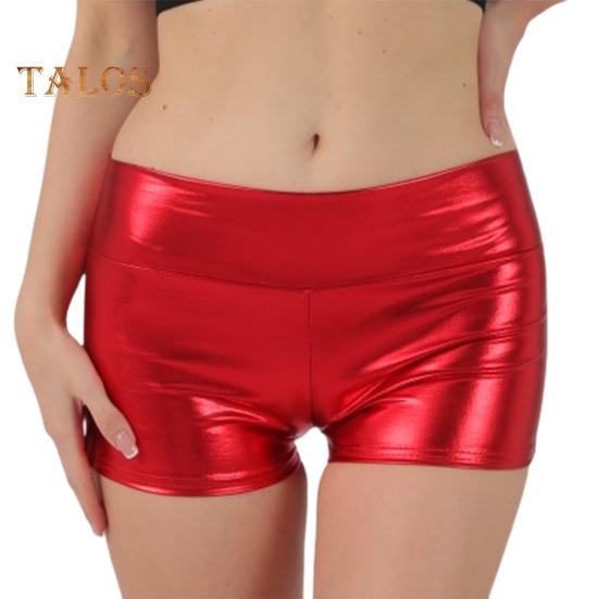 

Летние женские шорты с высокой талией, глянцевые, бронзовые, облегающие, однотонные, эластичные, супер короткие брюки, мини-шорты для клубных танцев M