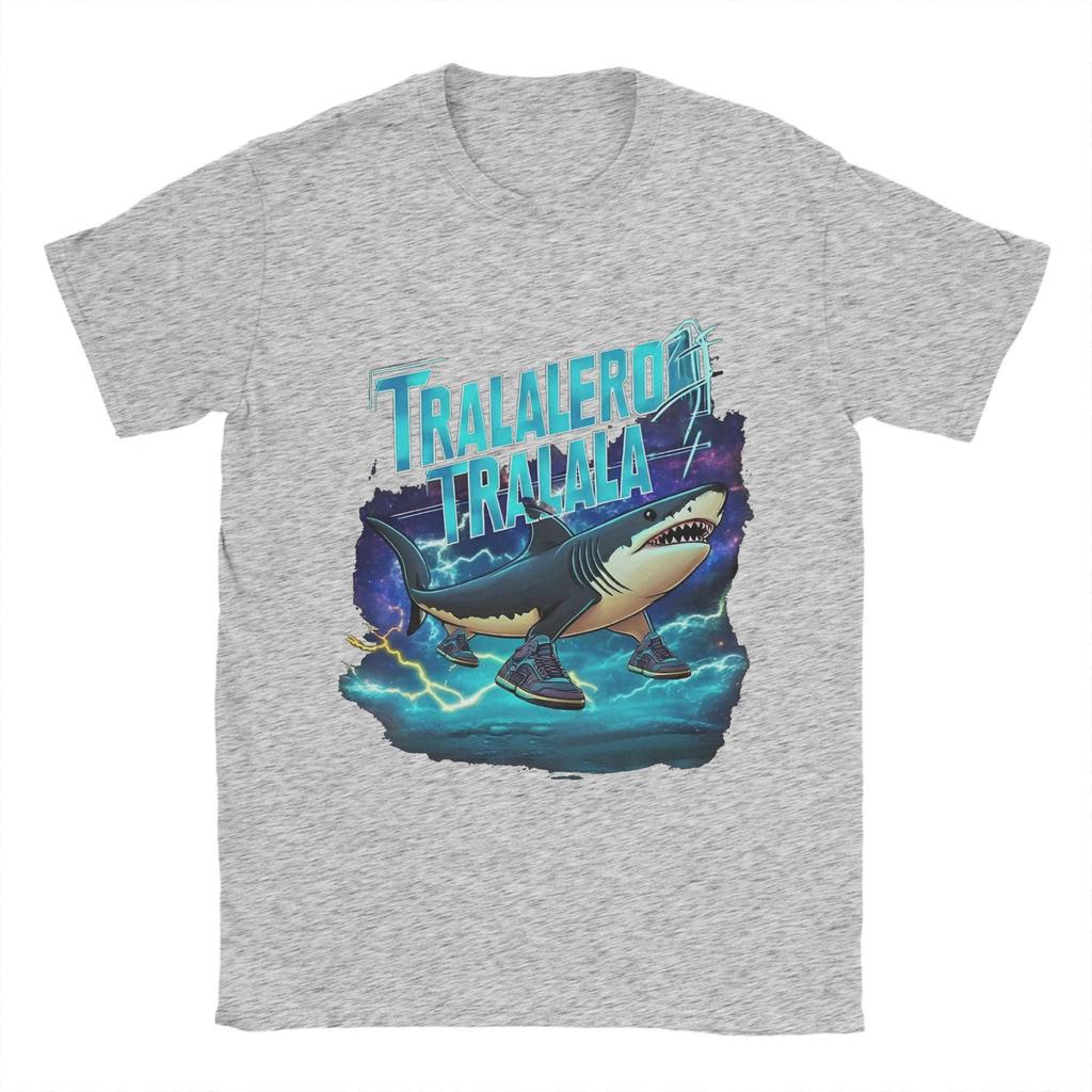 Pánské tričko Tralalero Tralala Vtipné žraločí meme Čistá bavlna Oblečení Novinka Krátký rukáv Kulatý výstřih Tričko Grafická trička