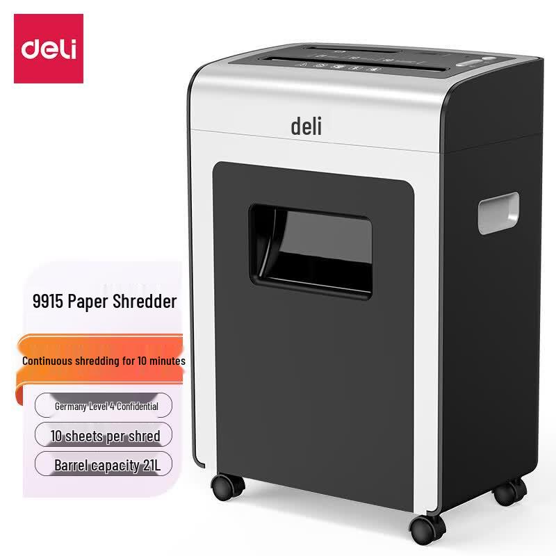 Deli 9915 10-Sheet Cross-Cut Shredder CN plug (adapter included)