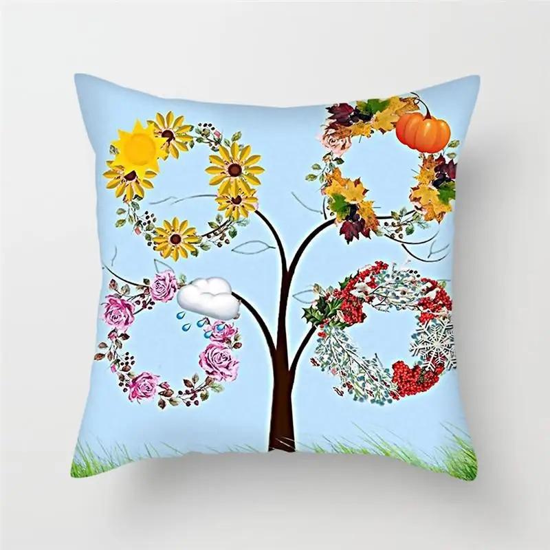 

Офис Гостиная Дом Наволочка Зеленый Лист Цветочный Узор Наволочка Украшения для Машины 40x40cm