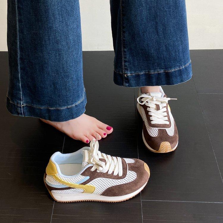 Waffle Forrest Gump shoes women's shoes 2025 new lace-up summer thin mesh shoes women's breathable mesh sports training shoes