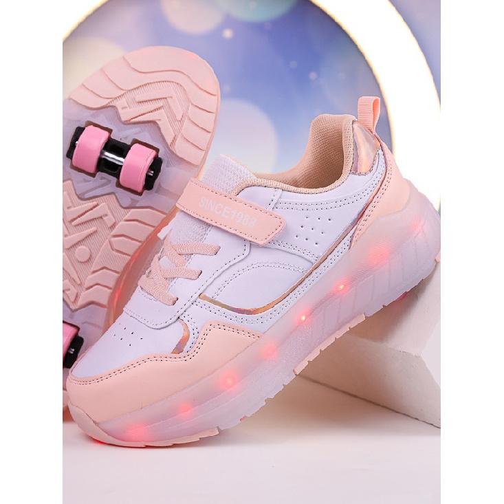 Popular high-style roller skates for boys and girls, rechargeable shiny roller shoes for students with four wheels and switches